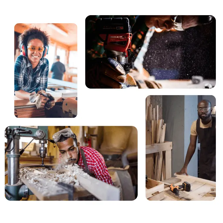 Woodworkers crafting furniture